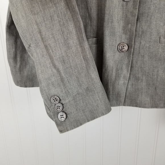Garnet Hill Womens Linen Five Button Blazer Size 10 Gray Office Business Nuetral - Picture 4 of 7